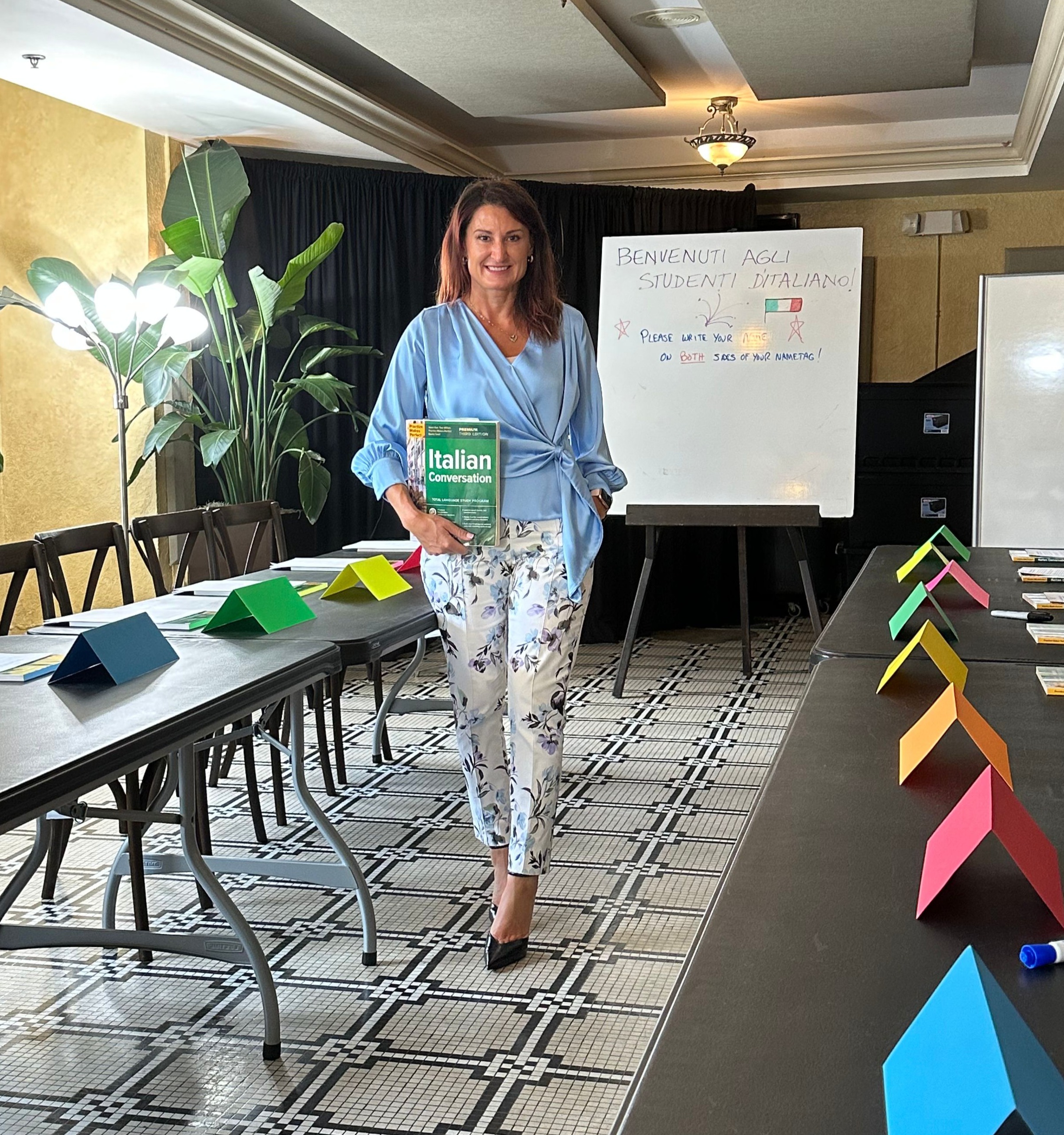 Leona at a cafe in Rome