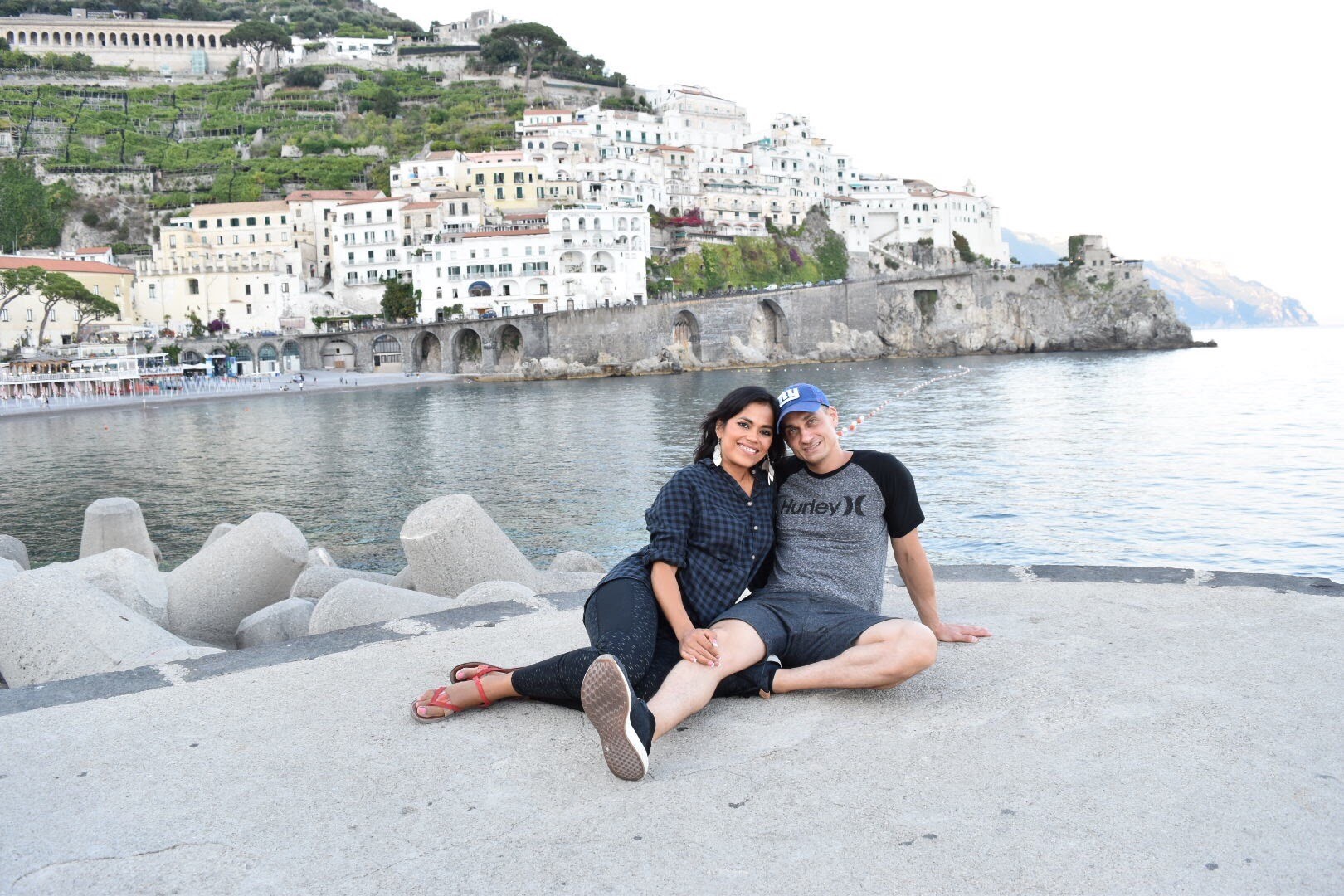 Ray and Monica relaxing on the piazza in Italy